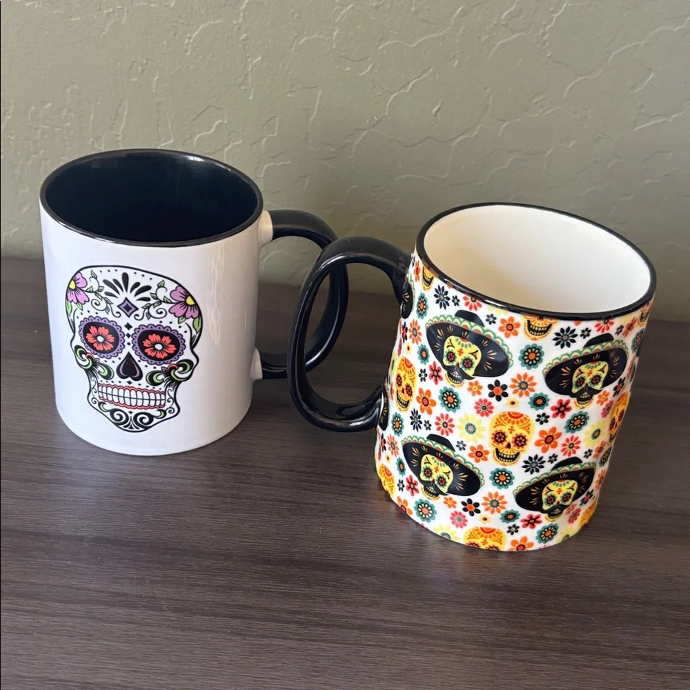 Two Sugar Skull Coffee Tea‎ Mugs NWT (2)